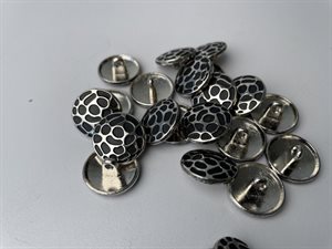 Metalknap - sølv med mønster, 18 mm